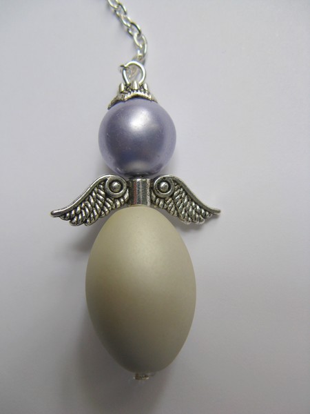 Kyvadlo anděl s fialovou perlou skleněný