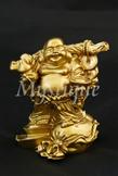 Smějící se buddha soška s vakem a mincemi