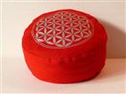 Pohankový polštář - meditační sedák červený se zlatým Květem života - 18 cm