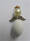 Kyvadlo anděl s bílou perlou skleněný