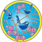 Mandala na sklo velká - Modrý střízlík - Blue wrens