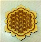 Mandala magnet, podložka dřevěná - genesis stvoření 9 cm