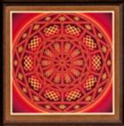 Malý mandalový obraz v dřevěném rámu - Mandala nekonečného štěstí 18x18 cm