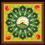 Malý mandalový obraz v dřevěném rámu - Mandala jednoty 18x18 cm