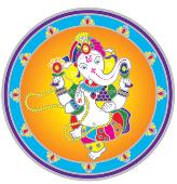 Mandala na sklo sunseal - Tančící Ganesha