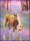 Metalický obrázek - Koně v růžové