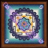 Malý mandalový obraz v dřevěném rámu - Mandala syntézy  18x18 cm
