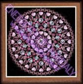 Malý mandalový obraz v dřevěném rámu - Mandala srdce a diamantu  18x18 cm