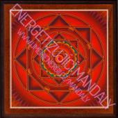 Malý mandalový obraz v dřevěném rámu - Mandala životní energie  18x18 cm