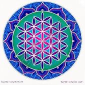 Mandala na sklo velká - Sluneční mandala barevná  s motivem květu života