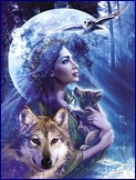 Metalický obrázek - Dívka a vlk
