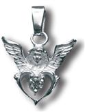 Amulet - Anděl srdíčko - kámen zirkon stříbrný