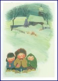 Pohlednice -Děti ve sněhu