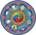 Mandala na sklo velká - Tibetské posvátné symboly