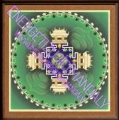 Malý mandalový obraz v dřevěném rámu - Mandala východního zvěrokruhu  18x18 cm